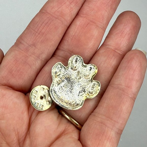 Silver and Purple Paw Print Lapel Pin With Clutch Back 1 inch - Picture 3 of 8